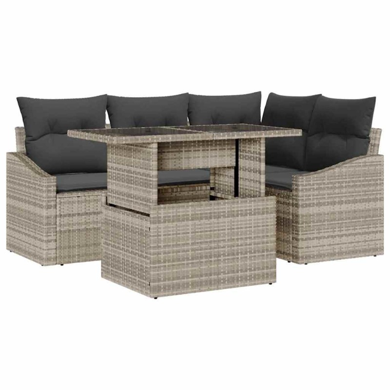 Ensemble de canapé de jardin 5 pcs Gris clair polyrotin 518024518024