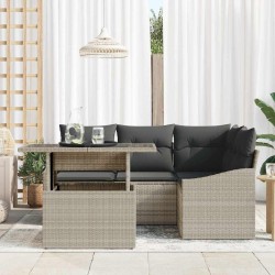 Ensemble de canapé de jardin 5 pcs Gris clair polyrotin 518024518024