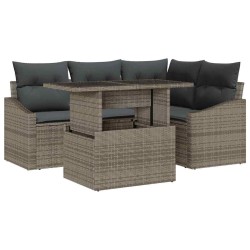 Ensemble de canapé de jardin avec coussin 5 pcs Gris polyrotin 518025518025