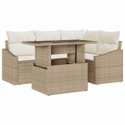 Ensemble de canapé de jardin 5 pcs Beige et crème polyrotin 518026518026