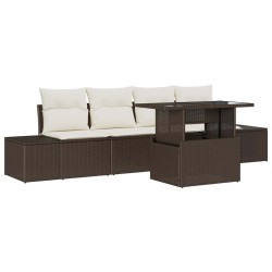 Ensemble de Canapés 5 pcs Marron et Crème polyrotin 518027518027