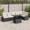Ensemble de canapé de jardin avec coussin 7 pcs Noir et crème 518029518029