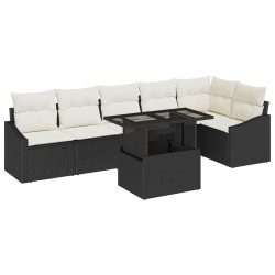 Ensemble de canapé de jardin avec coussin 7 pcs Noir et crème 518029518029