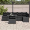Ensemble de canapé de jardin avec coussin 7 pcs Noir polyrotin 518030518030