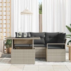 Ensemble de canapé de jardin 5 pcs Gris clair polyrotin 518032518032