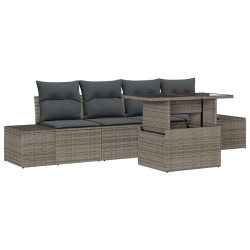 Ensemble de Canapés avec coussin 5 pcs Gris polyrotin 518033518033