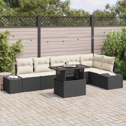 Ensemble de canapé de jardin avec coussin 7 pcs Noir et crème 518035518035