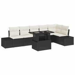 Ensemble de canapé de jardin avec coussin 7 pcs Noir et crème 518035518035