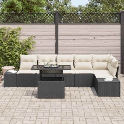 Ensemble de canapé de jardin avec coussin 7 pcs Noir et crème 518035518035