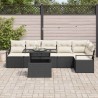 Ensemble de canapé de jardin avec coussin 7 pcs Noir Poly rotin 518036518036