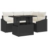 Ensemble de canapé de jardin 5 pcs Noir et Crème polyrotin 518039518039