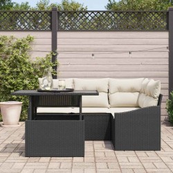 Ensemble de canapé de jardin 5 pcs Noir et Crème polyrotin 518039518039