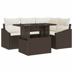 Ensemble de canapé de jardin 5 pcs Marron et Crème polyrotin 518040518040