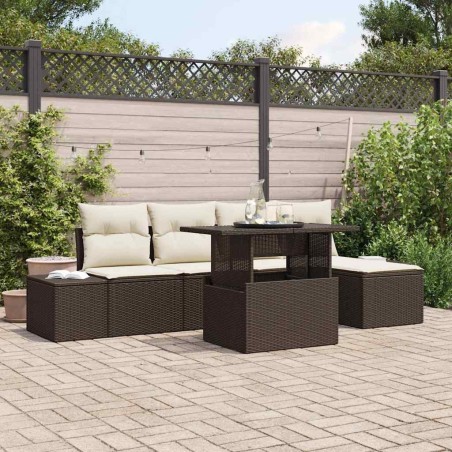 Ensemble de canapé de jardin 6 pcs Marron et Crème polyrotin 518042518042