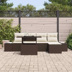 Ensemble de canapé de jardin 6 pcs Marron et Crème polyrotin 518042518042