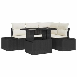 Ensemble de canapé de jardin 5 pcs Noir et Crème polyrotin 518043518043