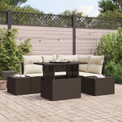 Ensemble de canapé de jardin 5 pcs Marron et Crème polyrotin 518044518044