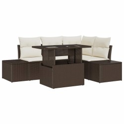 Ensemble de canapé de jardin 5 pcs Marron et Crème polyrotin 518044518044