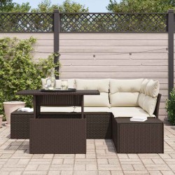 Ensemble de canapé de jardin 5 pcs Marron et Crème polyrotin 518044518044