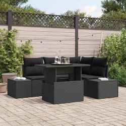 Ensemble de canapé de jardin avec coussin 5 pcs Noir polyrotin 518045518045