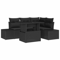 Ensemble de canapé de jardin avec coussin 5 pcs Noir polyrotin 518045518045