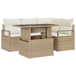 Ensemble de canapé de jardin 5 pcs beige et crème polyrotin 518046518046