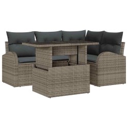 Ensemble de canapé de jardin avec coussin 5 pcs Gris Poly rotin 518047518047
