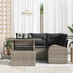 Ensemble de canapé de jardin avec coussin 5 pcs Gris Poly rotin 518047518047