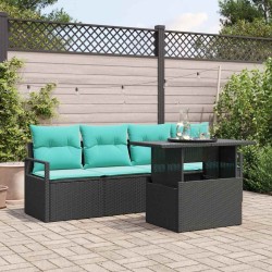Ensemble de canapé de jardin avec stockage 5 pcs Noir polyrotin 518049518049