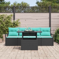 Ensemble de canapé de jardin avec stockage 5 pcs Noir polyrotin 518049518049