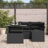 Ensemble de canapé de jardin avec coussin 5 pcs Noir Poly rotin 518050518050