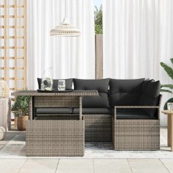 Ensemble de canapé de jardin avec coussin 5 pcs Gris polyrotin 518051518051