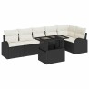 Ensemble de canapé de jardin 7 pcs Noir et crème polyrotin 518052518052