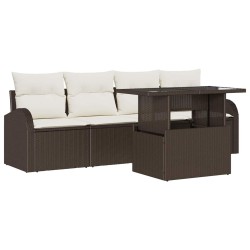 Ensemble de canapé de jardin 5 pcs Marron Poly rotin 518054518054