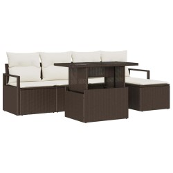 Ensemble de canapé de jardin avec coussin 6 pcs Marron et crème 518056518056
