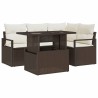 Ensemble de canapé de jardin 5 pcs Marron et Crème polyrotin 518058518058