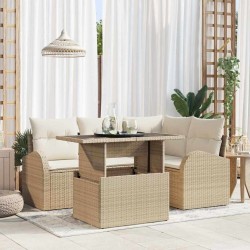 Ensemble de canapé de jardin avec coussin 5 pcs Beige polyrotin 518059518059