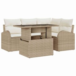 Ensemble de canapé de jardin avec coussin 5 pcs Beige polyrotin 518059518059