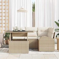 Ensemble de canapé de jardin avec coussin 5 pcs Beige polyrotin 518059518059