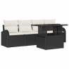 Ensemble de canapé de jardin avec coussin 5 pcs Noir Poly rotin 518060518060