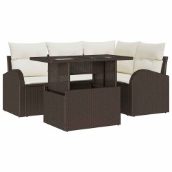 Ensemble de canapé de jardin 5 pcs Marron Poly rotin 518061518061