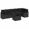 Ensemble de Canapés avec coussin 7 pcs Noir Poly rotin 518062518062