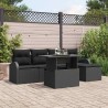 Ensemble de canapé de jardin avec coussin 6 pcs Noir polyrotin 518064518064