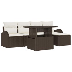 Ensemble de canapé de jardin 6 pcs Marron polyrotin 518065518065