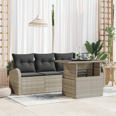 Ensemble de canapé de jardin 5 pcs Gris clair Poly rotin 518067518067