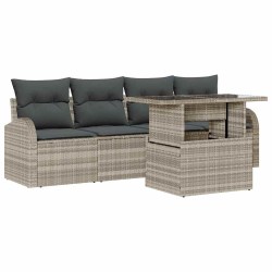 Ensemble de canapé de jardin 5 pcs Gris clair Poly rotin 518067518067
