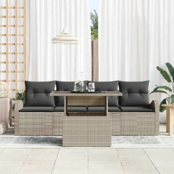 Ensemble de canapé de jardin 5 pcs Gris clair Poly rotin 518067518067