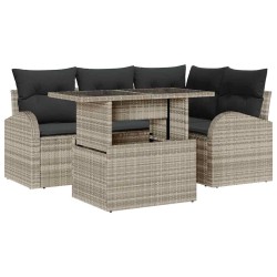 Ensemble de canapé de jardin 5 pcs Gris clair Poly rotin 518068518068