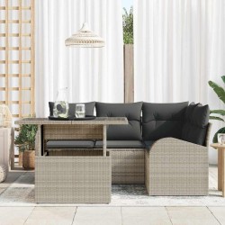 Ensemble de canapé de jardin 5 pcs Gris clair Poly rotin 518068518068