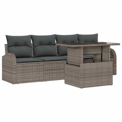 Ensemble de canapé de jardin avec coussin 5 pcs Gris Poly rotin 518069518069